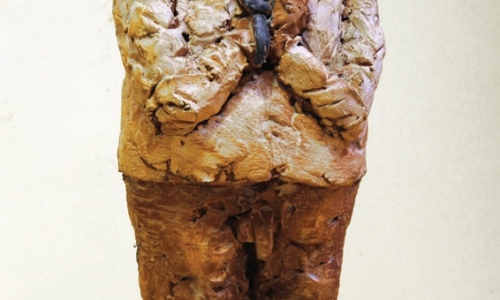 MAN WITH A TIE, 2012, painted terracotta, h 32cm
