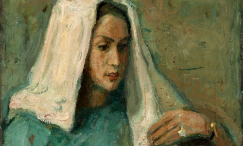 WOMAN WITH WHITE VEIL (WHITE SCARF), 1935, oil on canvas, 73x60cm, private collection