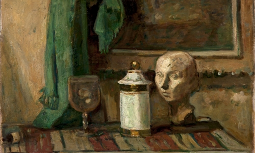 STILL-LIFE WITH PLASTER AND GREEN DRAPERY, 1936, oil on canvas, 73x92cm, private collection