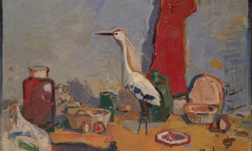 BIG STILL-LIFE QITH HERON, c. 1955, oil on canvas, 127x193cm, private collection
