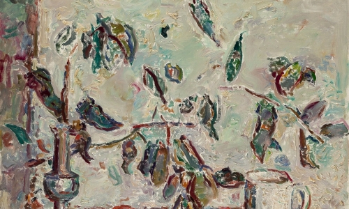 STILL-LIFE WITH LEAVES, 1973, oil on canvas, 92x73cm, private collection