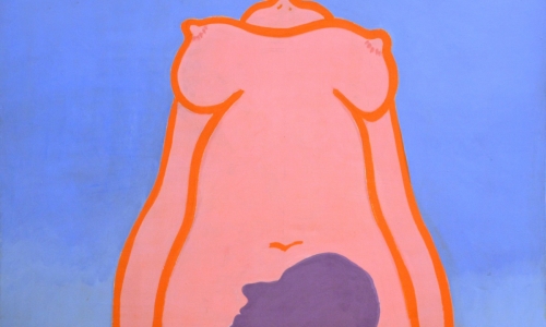 WOMAN AND SHADOW, 1971, combined technique on canvas, 130x162cm