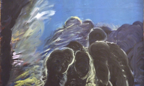 MEDUSA RAFT - BLUE, combined technique on canvas, 130x162cm