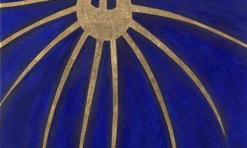 EKPHRASIS ULTRAMARINE II, 2019, acrylic and gilding on canvas, 190 x 120 cm
