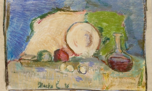 ŽUTO I ZELENO, 1956, pastel/papir, 75x105cm