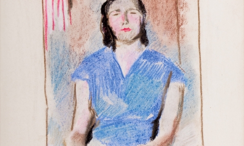 ŽENA, oko 1955, pastel/papir, 35x25cm