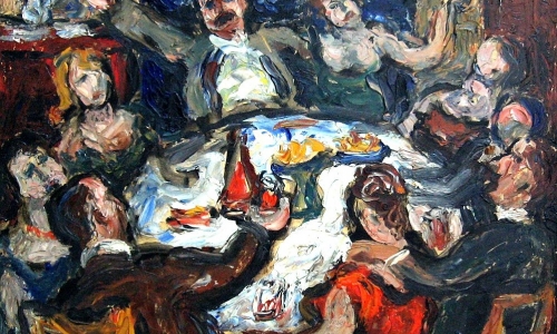 NA SLAVI, 1946, ulje/hartija, 50x65cm, Galerija Milan Konjović, Sombor