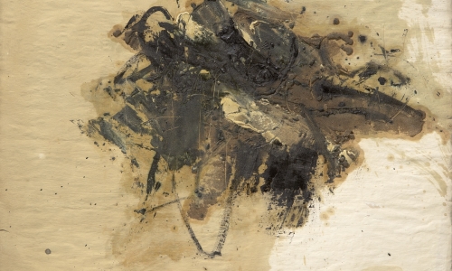 SLIKA 17. IV ’61, 1961, ulje i pesak na papiru kaširanom na platno, 95x125cm