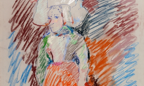 SETNA KALUĐERICA, 1966/1967, pastel na papiru, 65x50cm, privatno vlasništvo