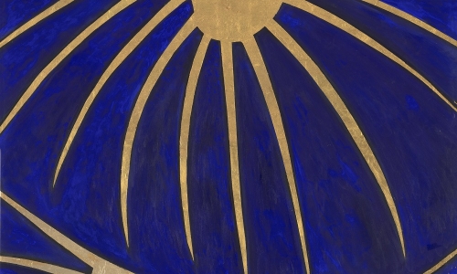 EKFRAZA ULTRAMARIN III, 2019, akril i pozlata na platnu, 190 x 120 cm