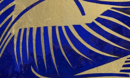 ODSJAJ VI, 2018, akril, kolaž i pozlata na papiru i platnu, 49 x 35 cm
