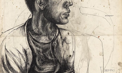 RAILWAY MAN, 1958, India ink on paper, 100 × 70 cm