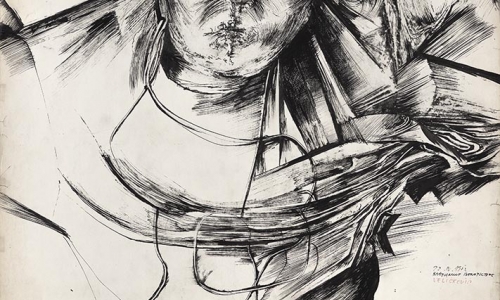 FIGURE, 1962, India ink on paper, 100 × 70 cm