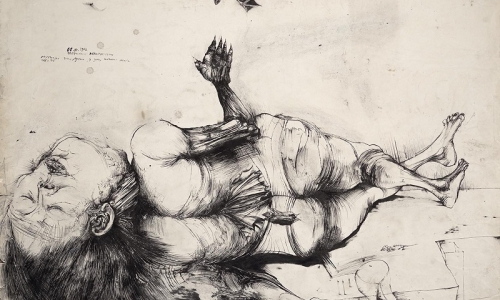 DROWNED, 1962, India ink on paper, 70 × 100 cm
